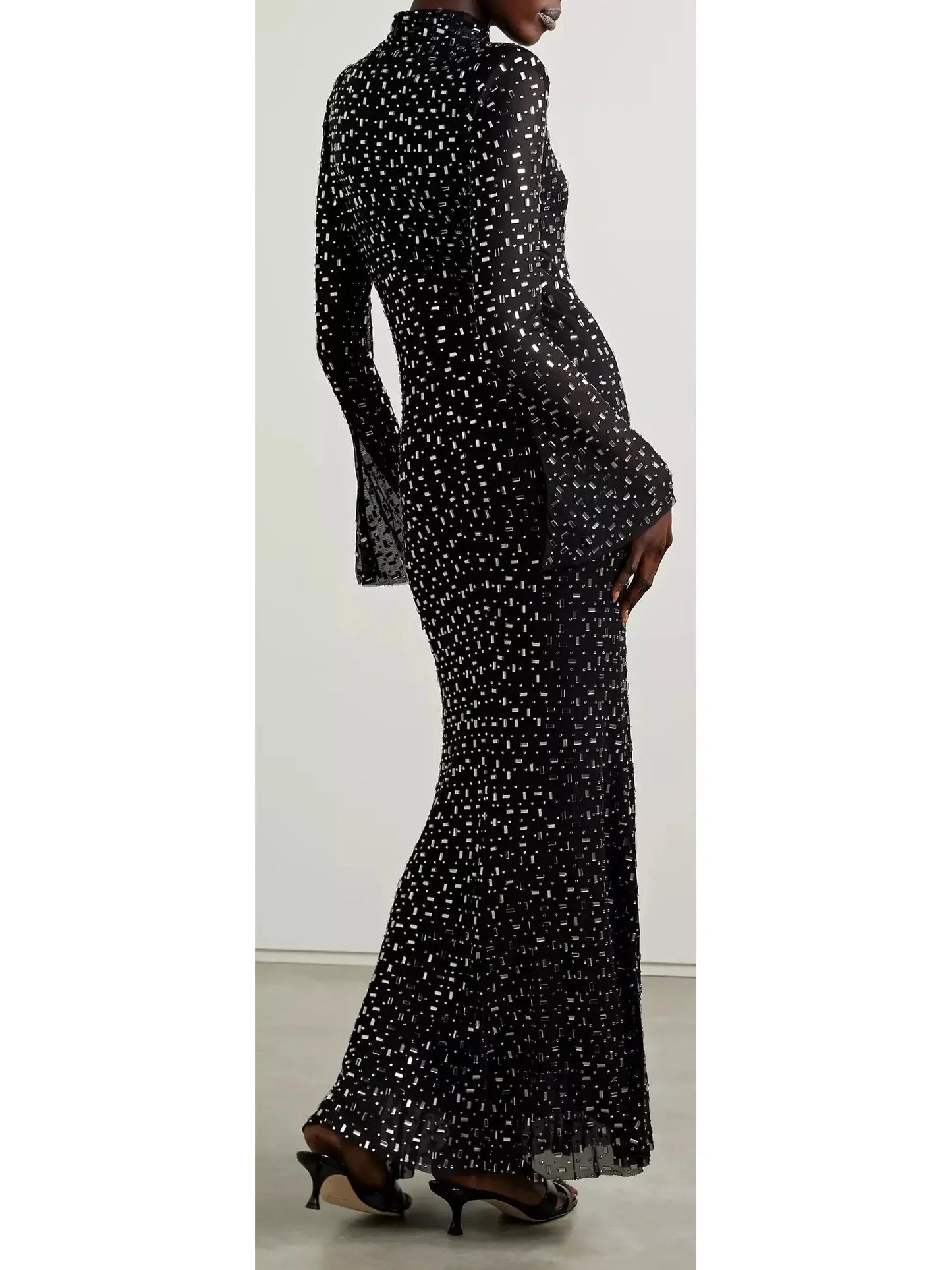 Crystal-Embellished Mesh Maxi Dress - Dresses