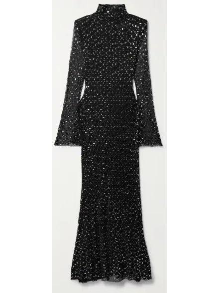 Crystal-Embellished Mesh Maxi Dress - Dresses