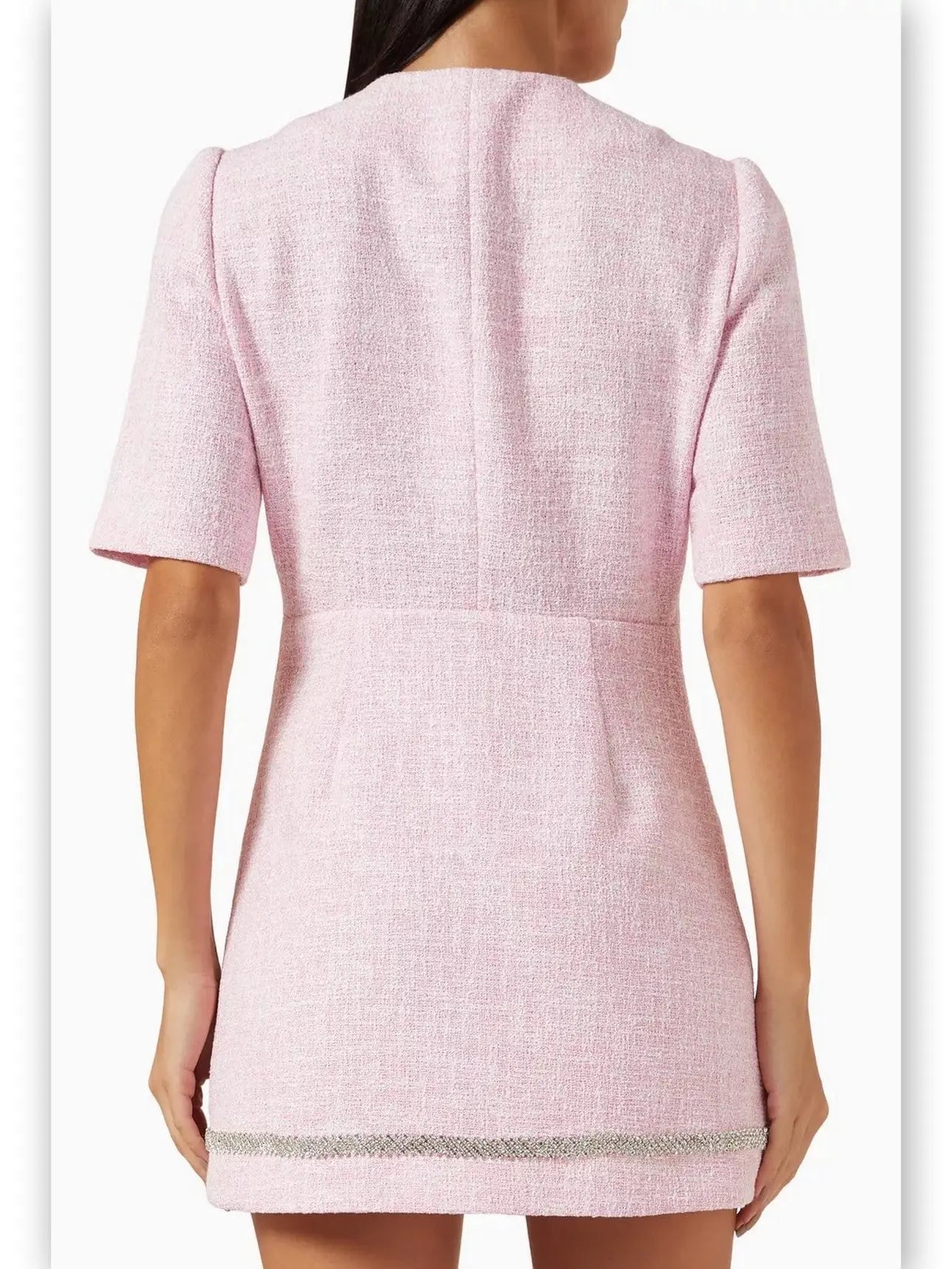 Crystal-Embellished Pink Tweed Playsuit - Suits & Sets