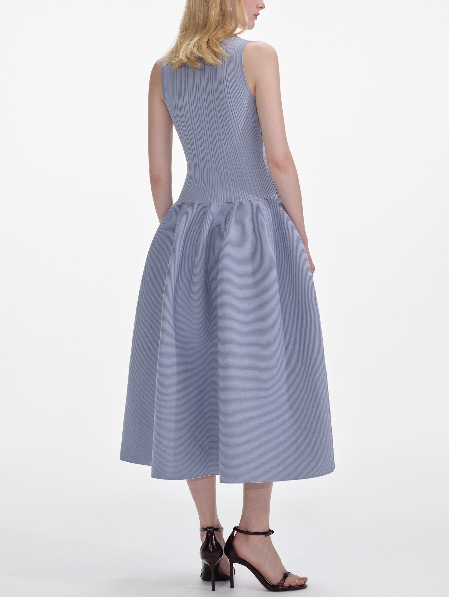 Crystal-Embellished Ribbed Stretch-Knit Midi Dress - Dresses