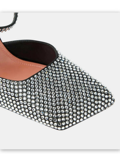 Crystal-Embellished Square-Toe Buckle-Fastening Pumps - Footwear