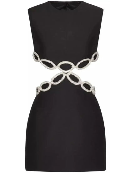 Crystal Link-Embellished Cut-Out Mini Dress - Dresses