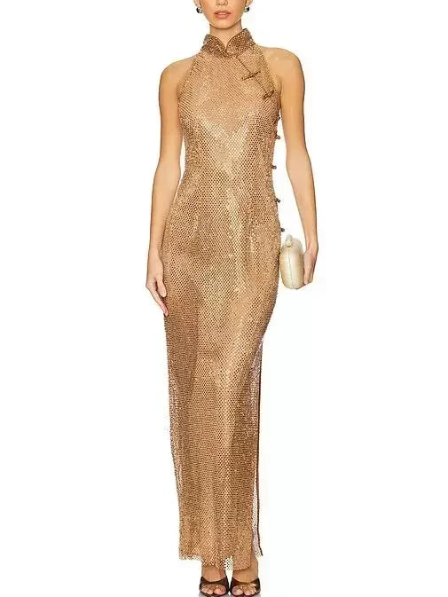 Crystal Net Dress with Chinese Knot Fastenings - Dresses