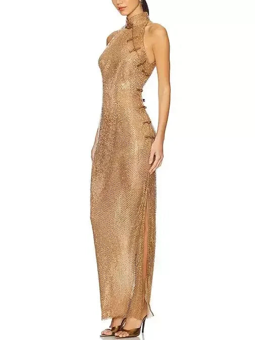 Crystal Net Dress with Chinese Knot Fastenings - Dresses