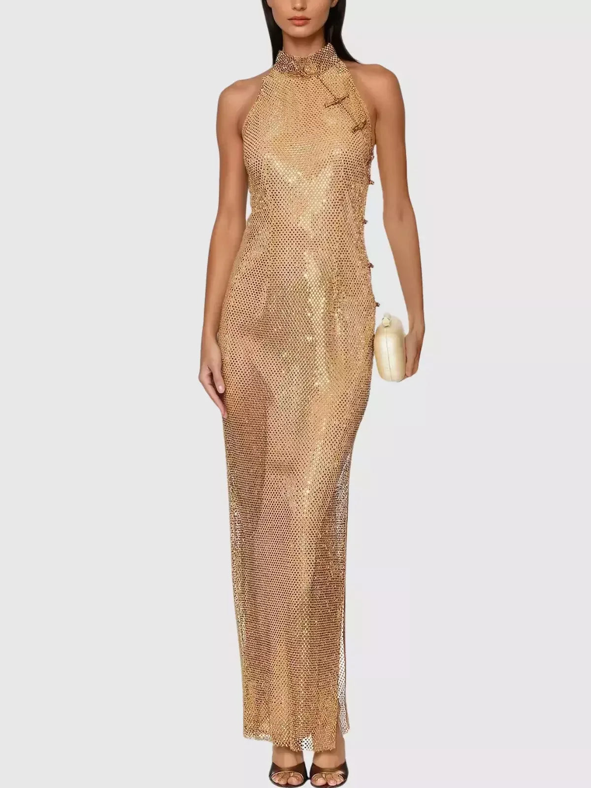 Crystal Net Dress with Chinese Knot Fastenings - Dresses