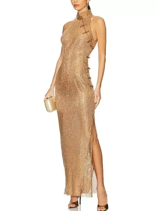 Crystal Net Dress with Chinese Knot Fastenings - Dresses
