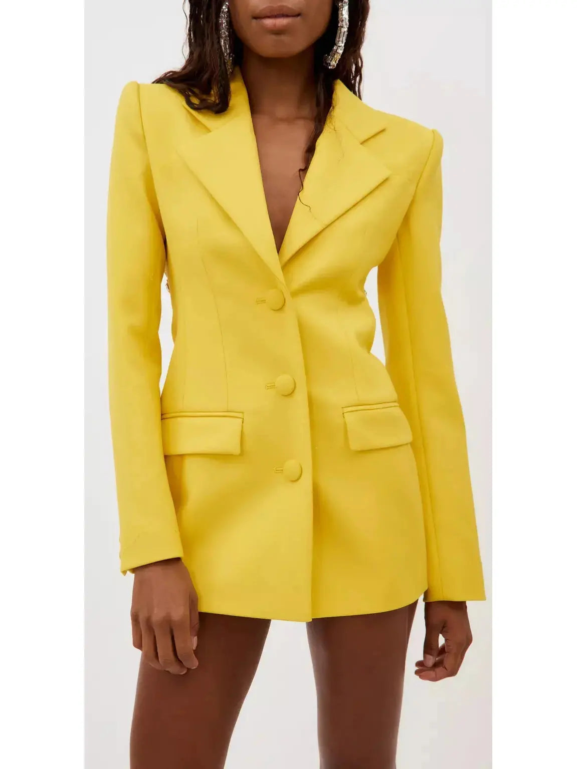 Crystal Open-Back Yellow Blazer/Dress - Jackets