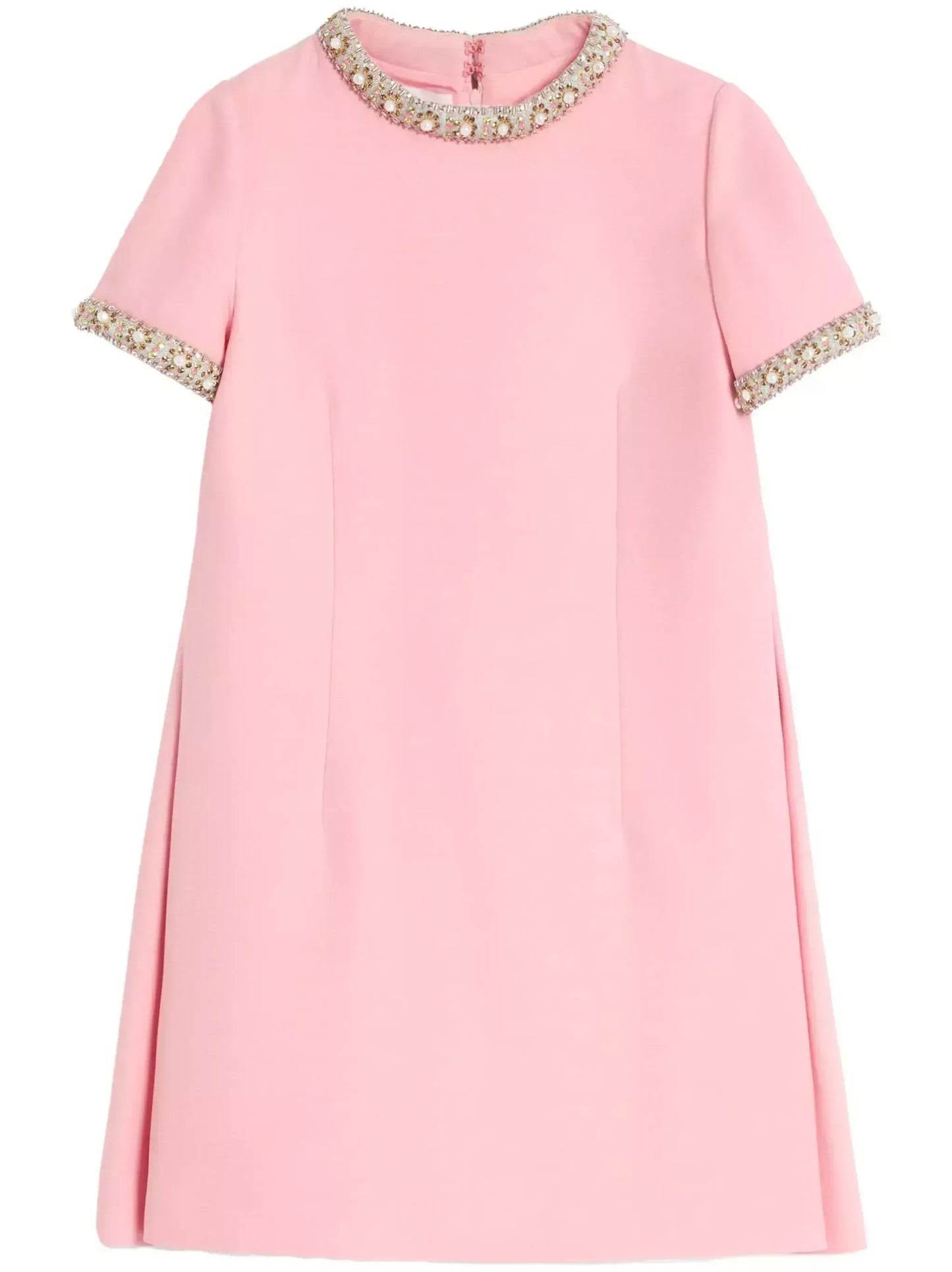 Crystal-Trimmed Short-Sleeve Shift Mini Dress - Dresses