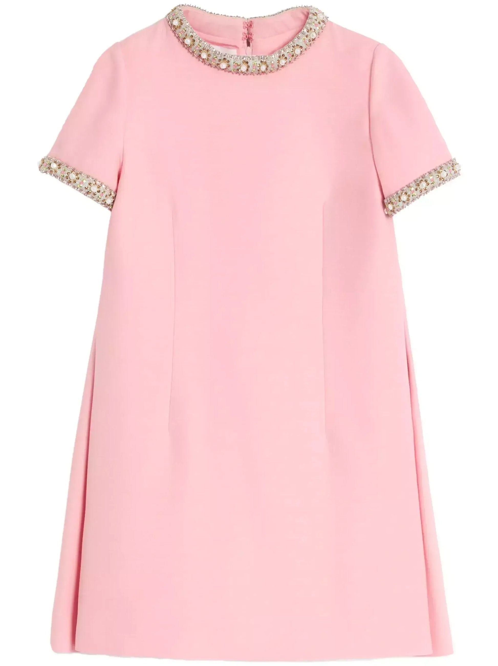 Crystal-Trimmed Short-Sleeve Shift Mini Dress - Dresses