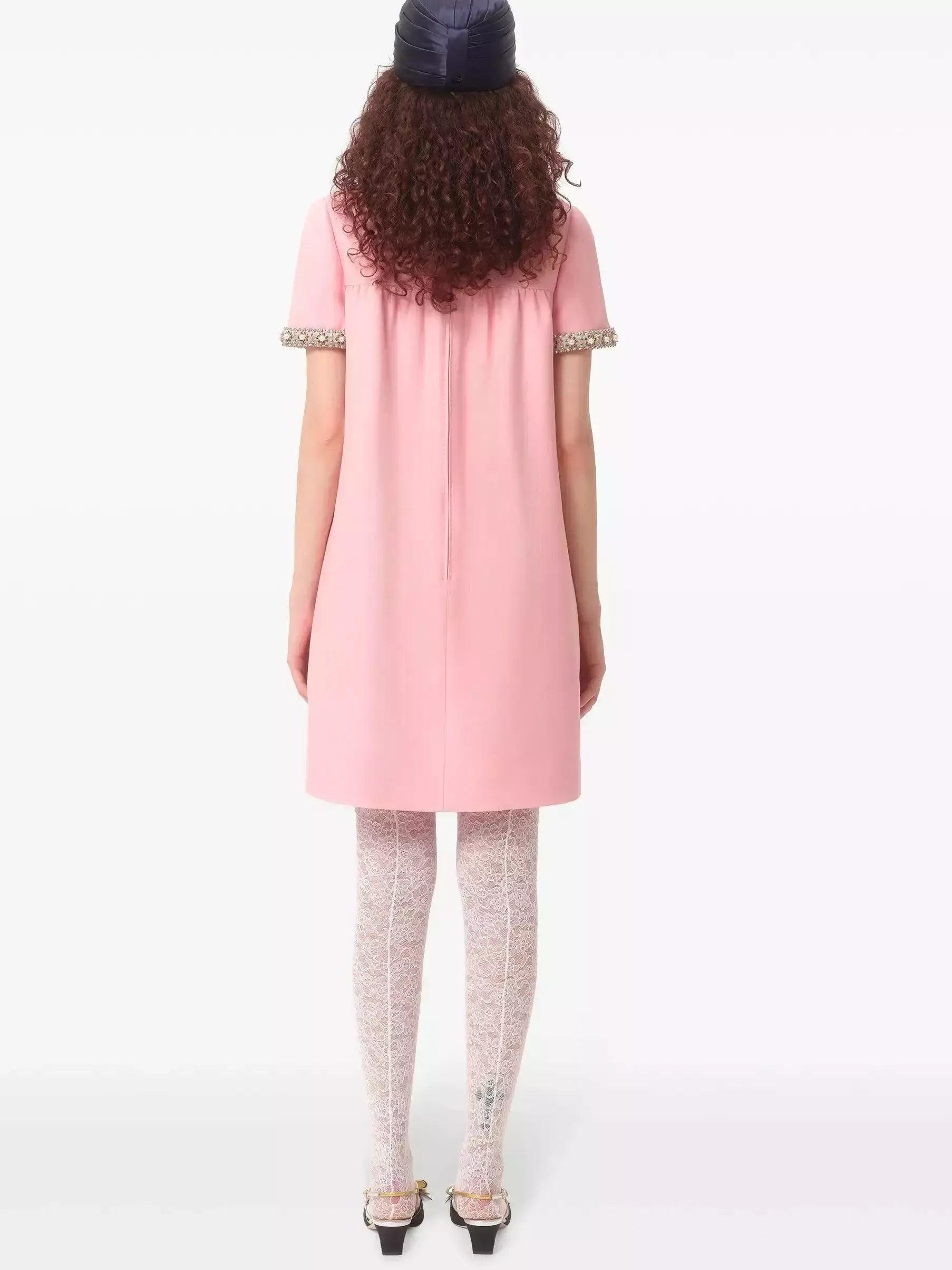 Crystal-Trimmed Short-Sleeve Shift Mini Dress - Dresses