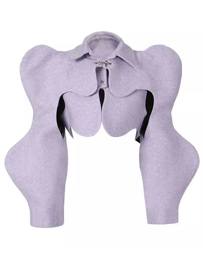 Curvy Shoulder-Detail Cropped Jacket Lilac - Jackets