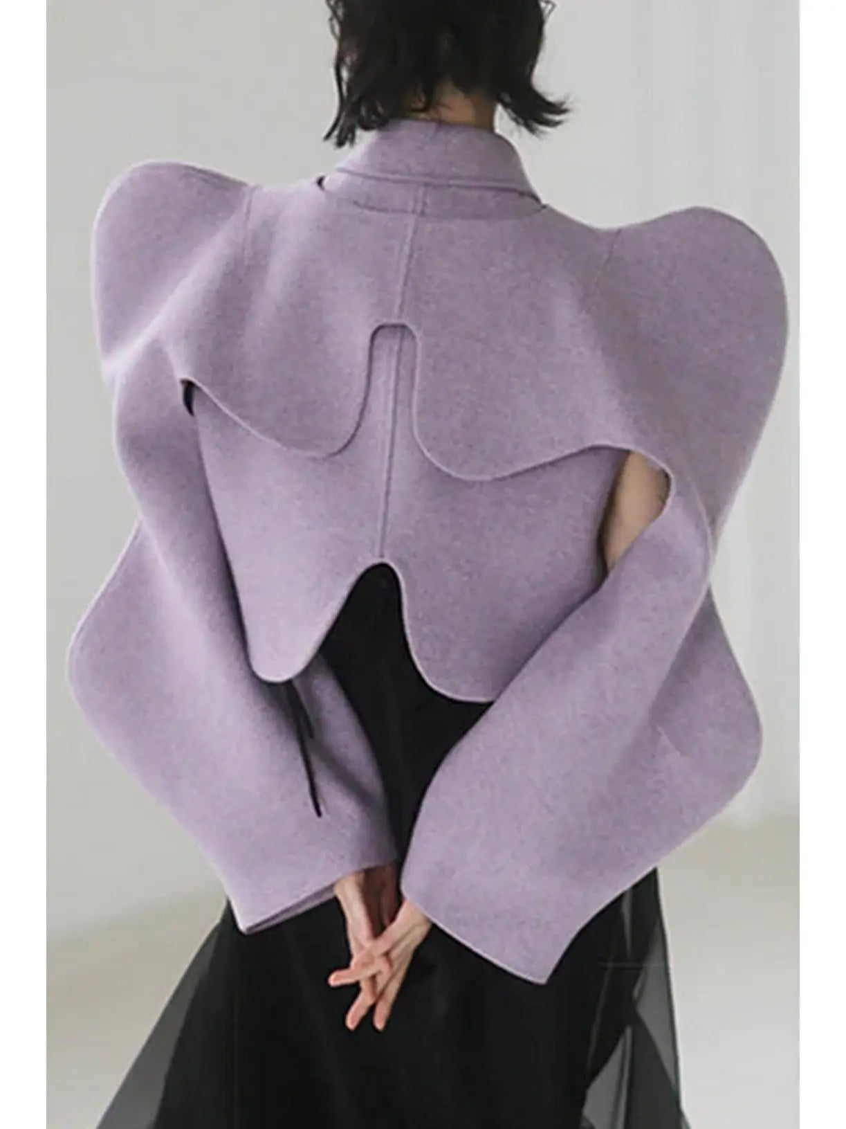 Curvy Shoulder-Detail Cropped Jacket Lilac - Jackets