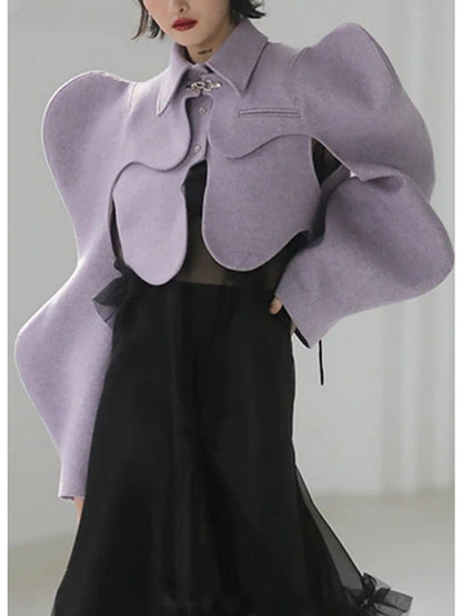 Curvy Shoulder-Detail Cropped Jacket Lilac - Jackets