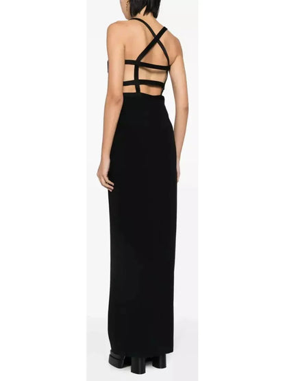 Cut-Out Black Gown - Dresses