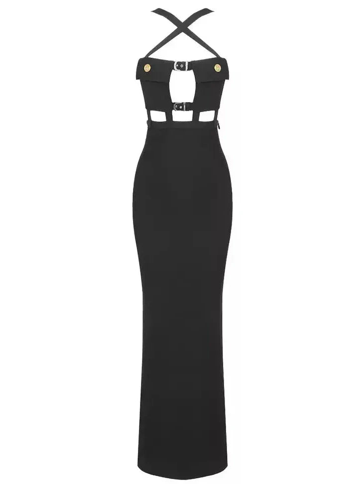 Cut-Out Black Gown - Dresses