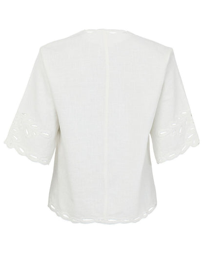 Cut-Out Embroidered Cotton T-Shirt and Short Set - Suits & Sets