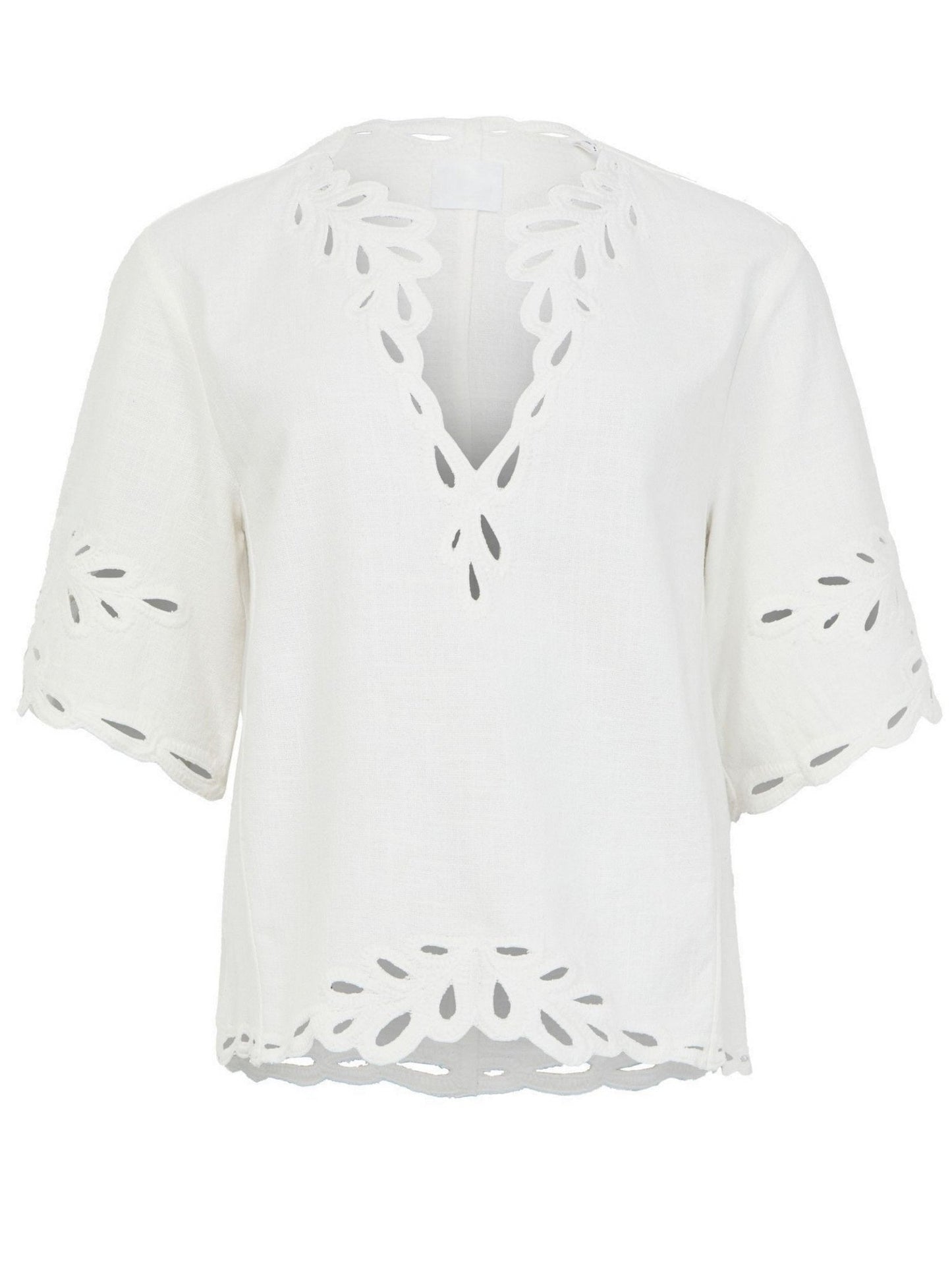 Cut-Out Embroidered Cotton T-Shirt and Short Set - Suits & Sets