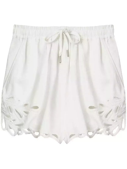 Cut-Out Embroidered Cotton T-Shirt and Short Set - Suits & Sets