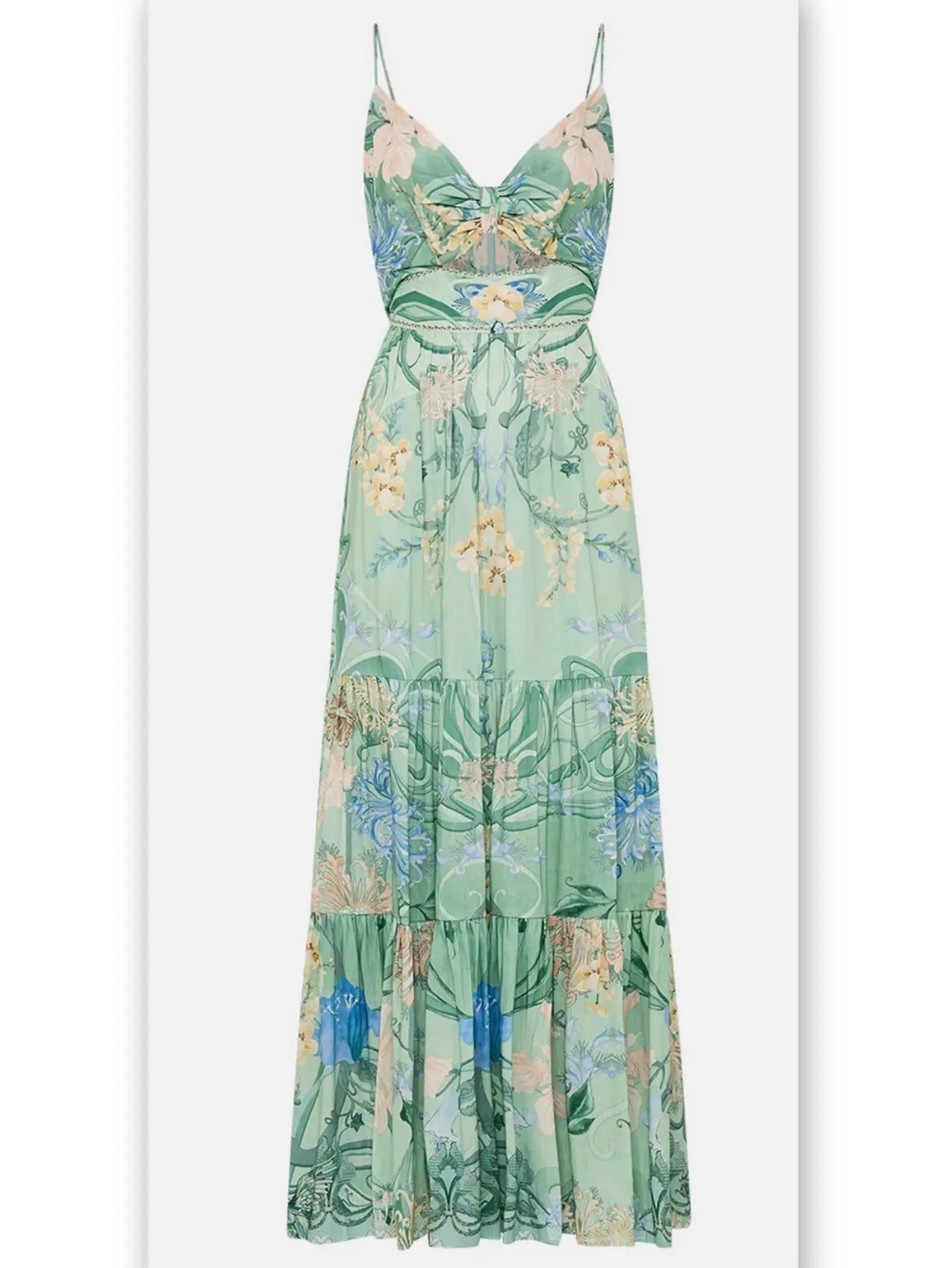 Cut-Out Floral-Print Bodice Dress with Tiered Skirt - Dresses