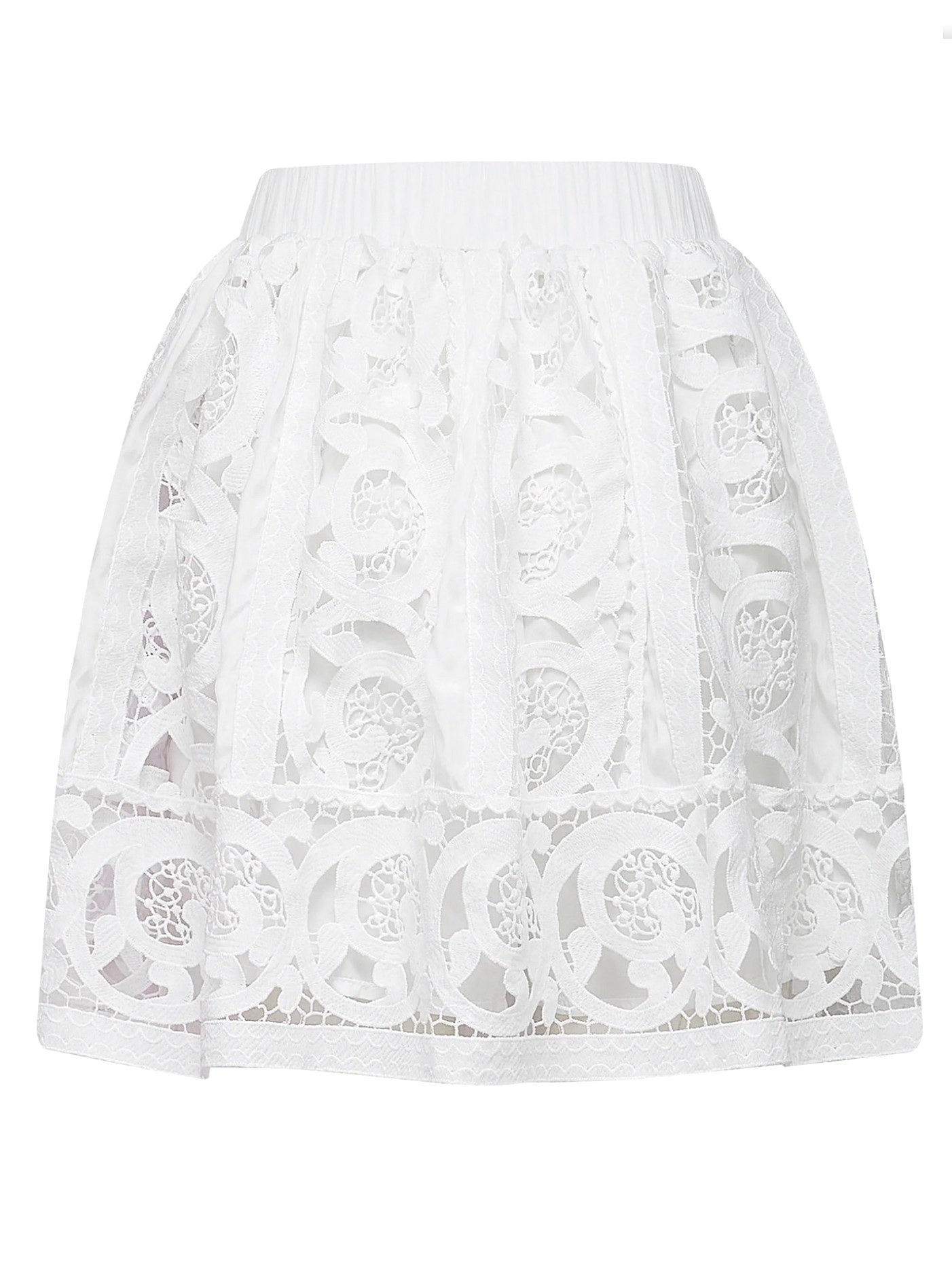 Cut-Out Lace-Embroidered Blouse and Skirt Set - Suits & Sets
