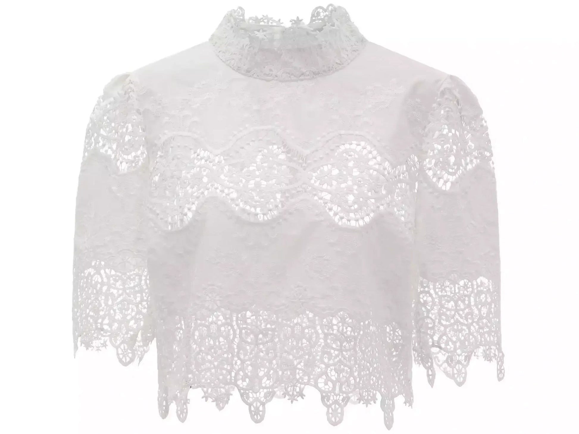 Cut-Out Lace Trim Crop Top and Pant Set - Suits & Sets