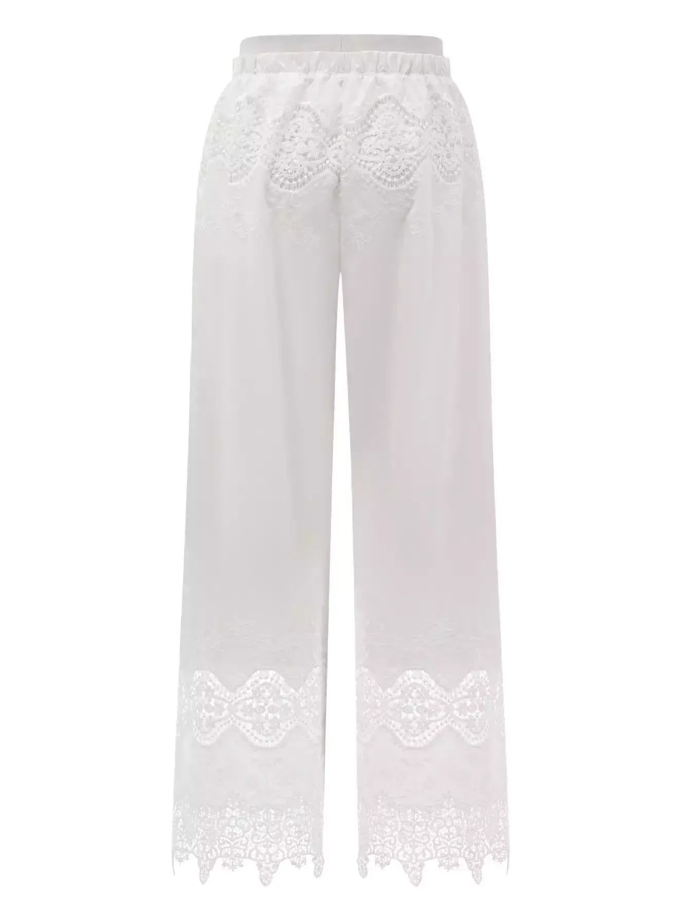 Cut-Out Lace Trim Crop Top and Pant Set - Suits & Sets