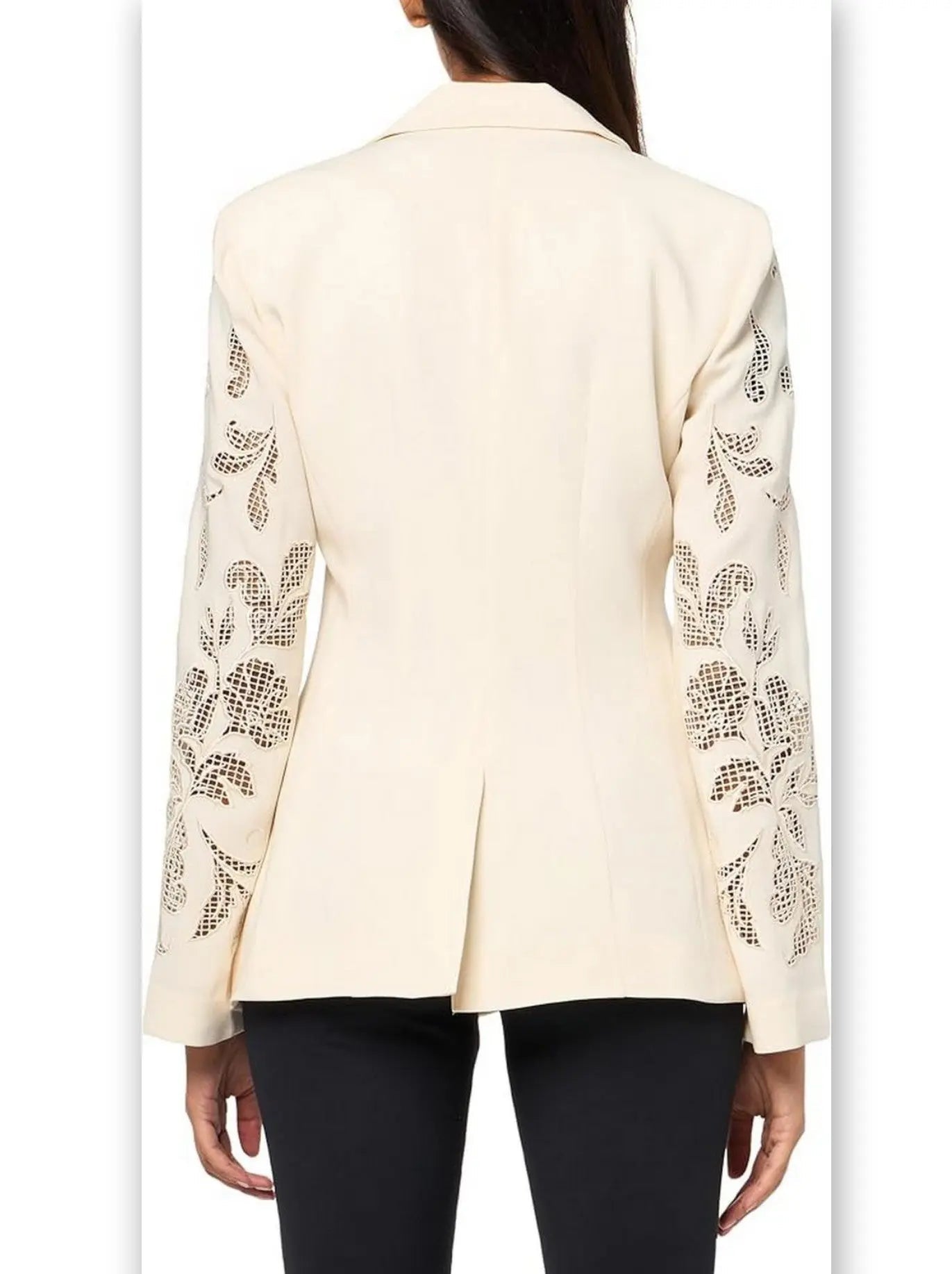 Cut-Out Paisley Embroidered Single-Breasted Blazer - Jackets