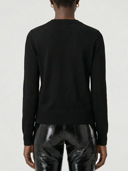 Black Silk Knit Cardigan with Multicolored Rose Print - Sweaters & Knitwear