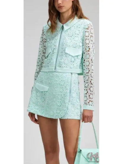 Daisy Guipure Lace Jacket and Skort Set - Suits & Sets