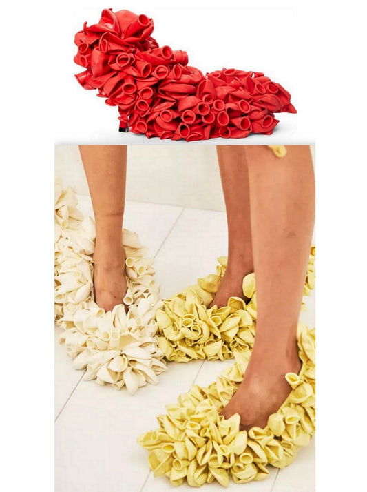 Deflated Balloon-Embellished Pumps - Footwear