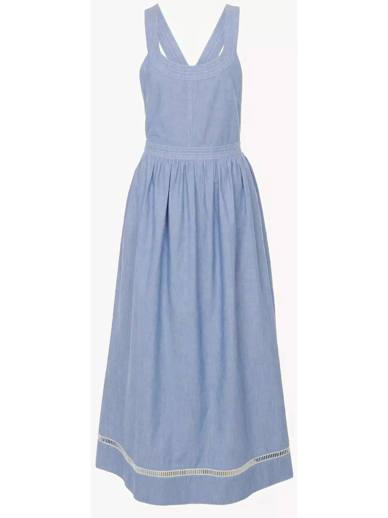 Denim Chambray Cotton Backless Dress - small - Dresses