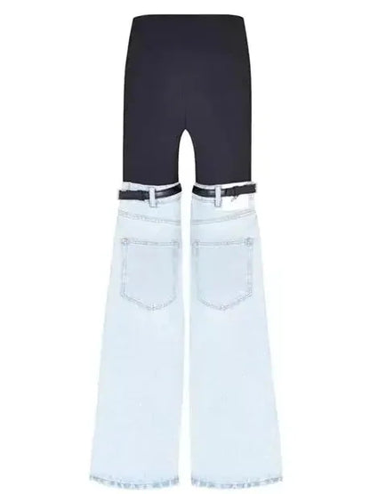 Denim Hybrid Flared Trousers - Jeans & Pants