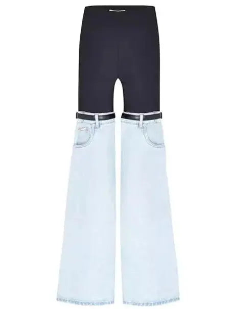 Denim Hybrid Flared Trousers - Jeans & Pants