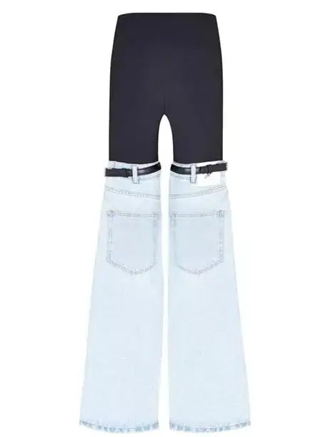 Denim Hybrid Flared Trousers - Jeans & Pants