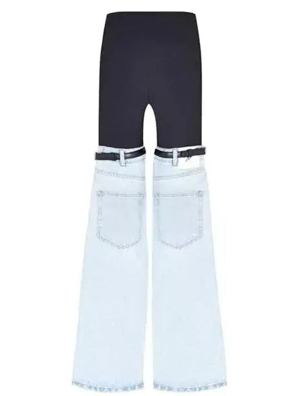 Denim Hybrid Flared Trousers - Jeans & Pants