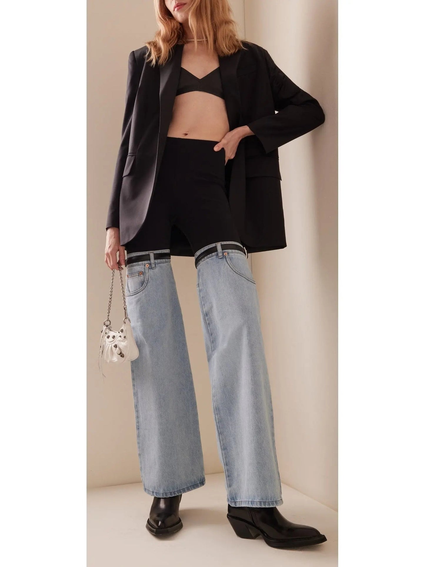 Denim Hybrid Flared Trousers - Jeans & Pants