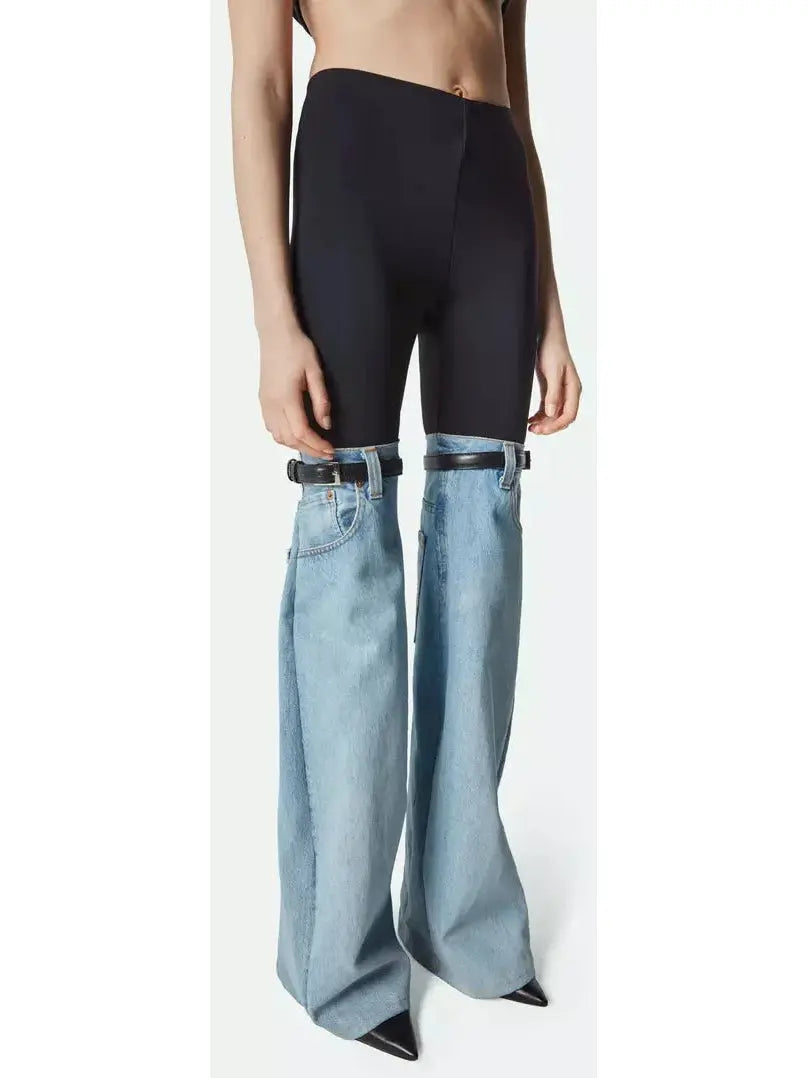 Denim Hybrid Flared Trousers - Jeans & Pants