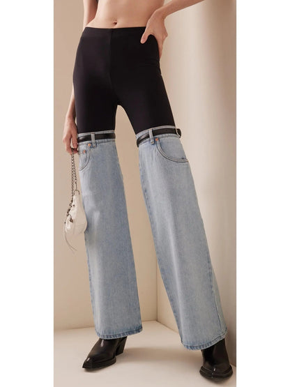 Denim Hybrid Flared Trousers - Jeans & Pants