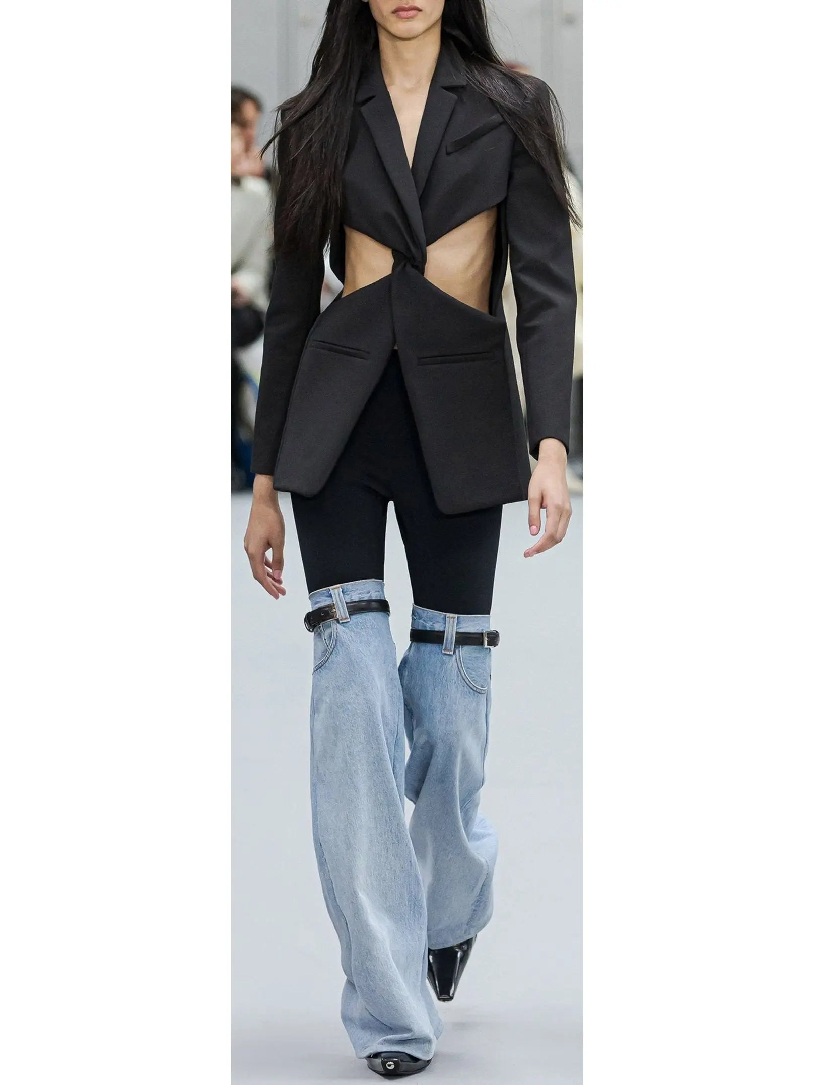 Denim Hybrid Flared Trousers - Jeans & Pants