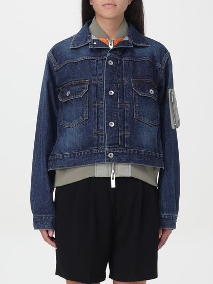 Denim Mix Layered Blouson Jacket - Jackets