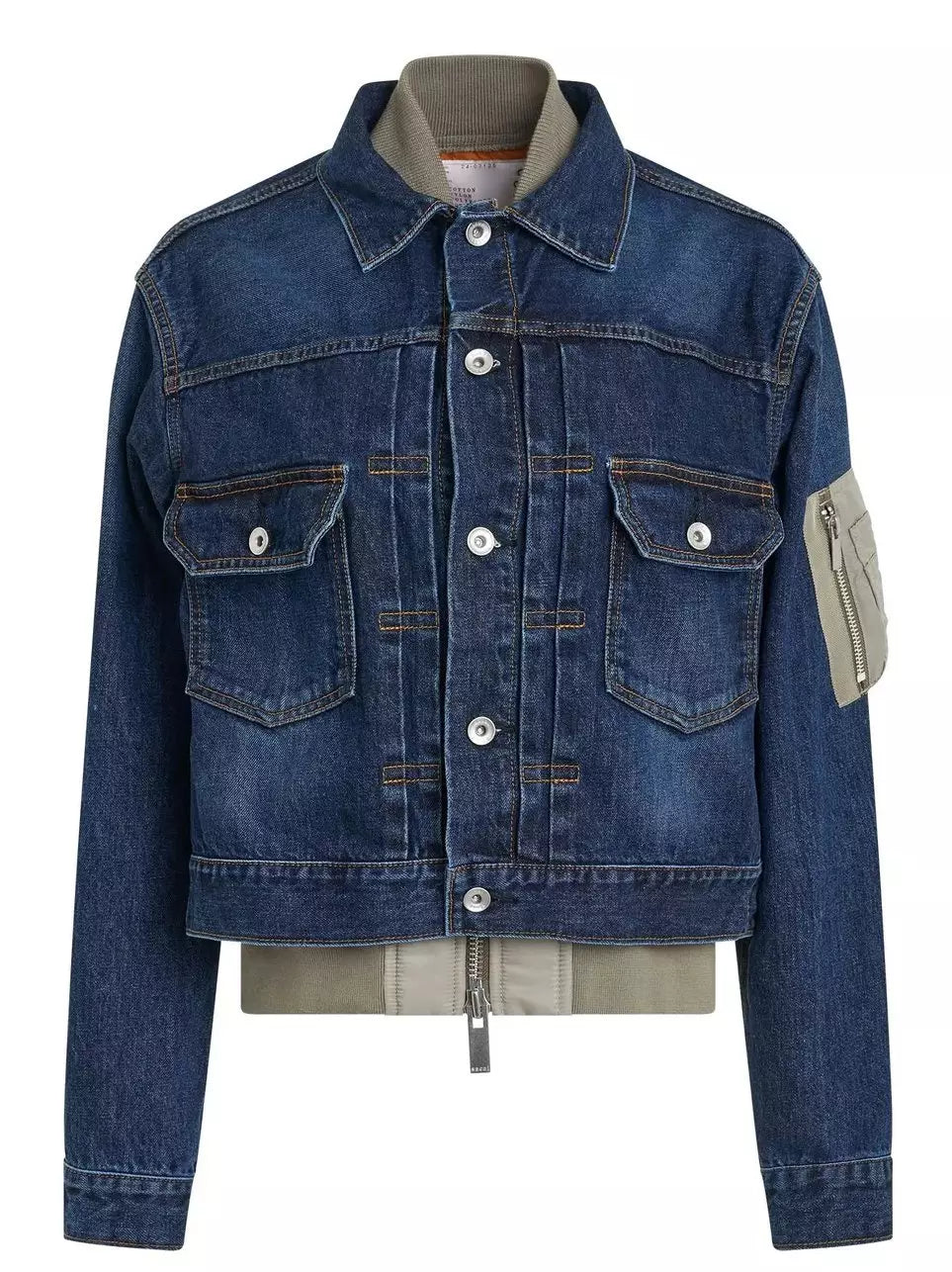 Denim Mix Layered Blouson Jacket - Jackets