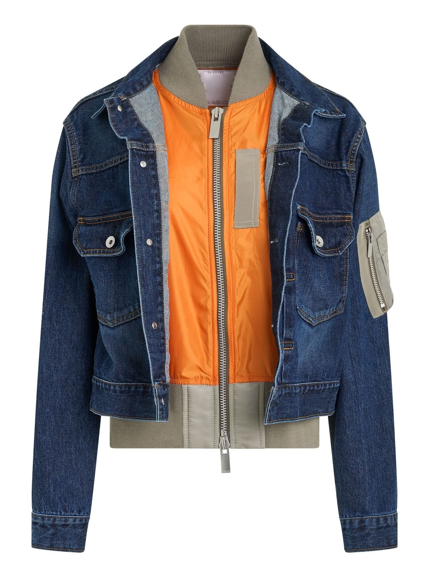 Denim Mix Layered Blouson Jacket - Jackets