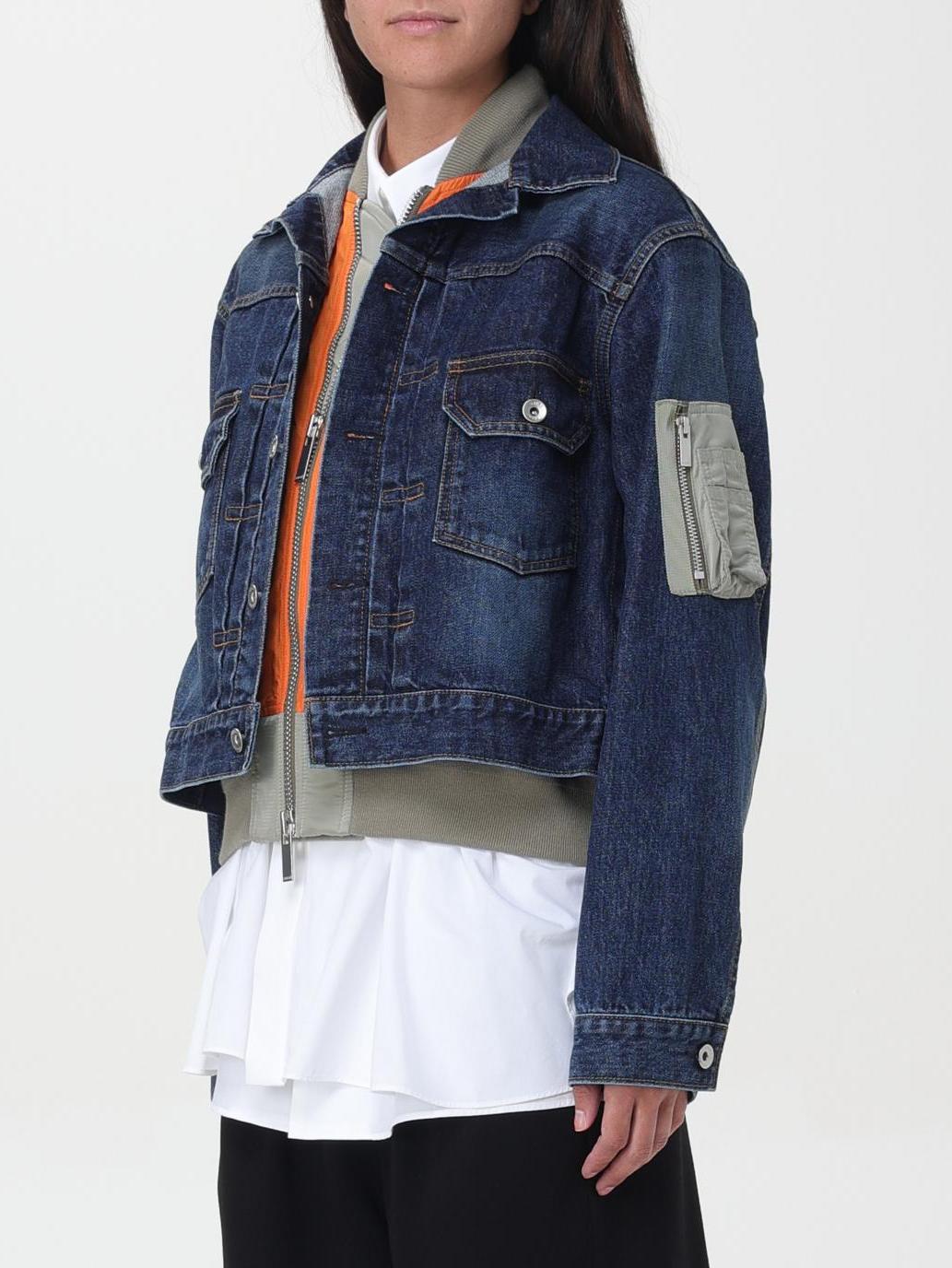 Denim Mix Layered Blouson Jacket - Jackets