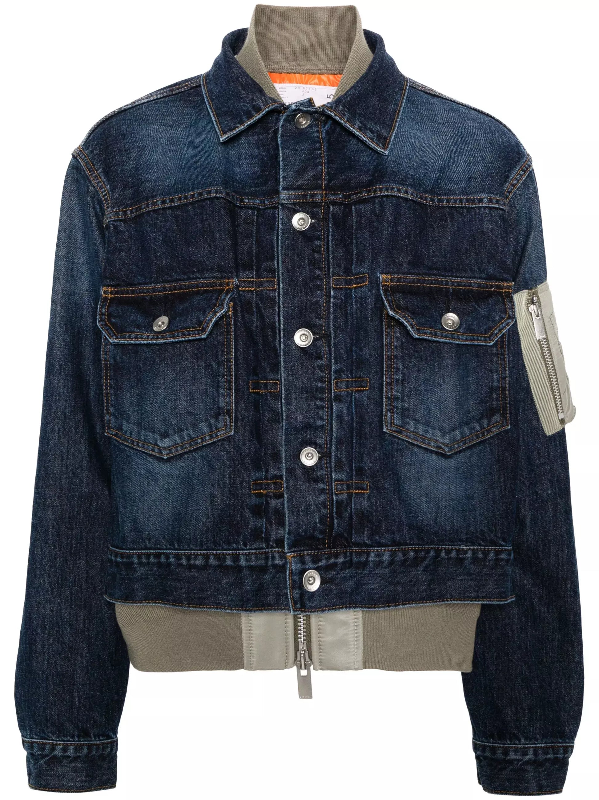 Denim Mix Layered Blouson Jacket - Jackets