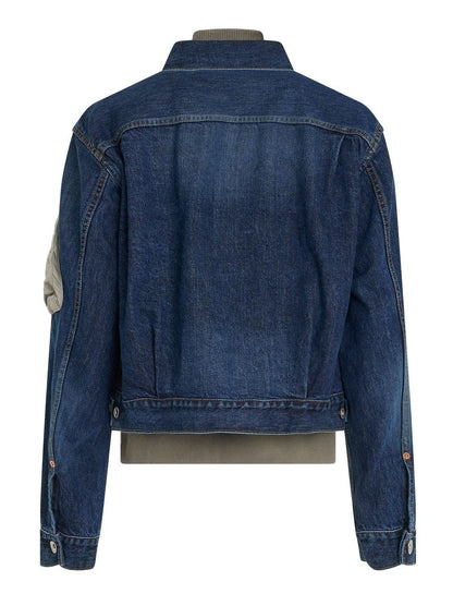 Denim Mix Layered Blouson Jacket - Jackets