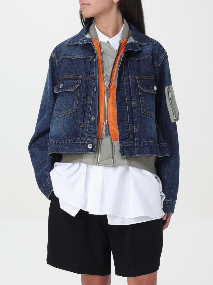 Denim Mix Layered Blouson Jacket - Jackets