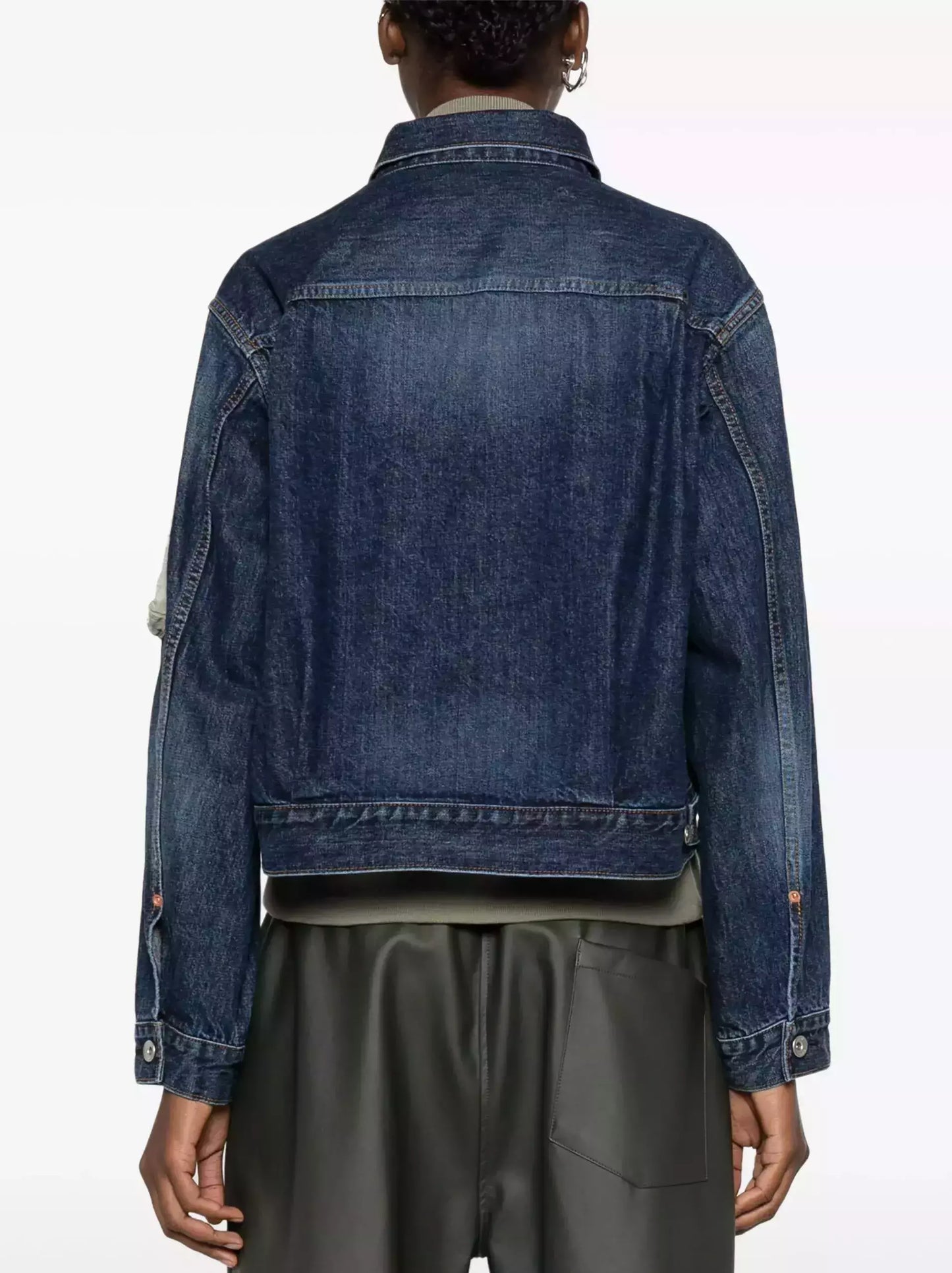 Denim Mix Layered Blouson Jacket - Jackets