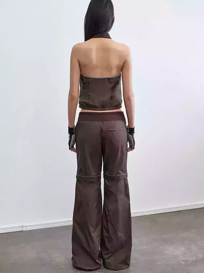 Detachable Color-Block Sporty Pants in Light Grey - Jeans & Pants