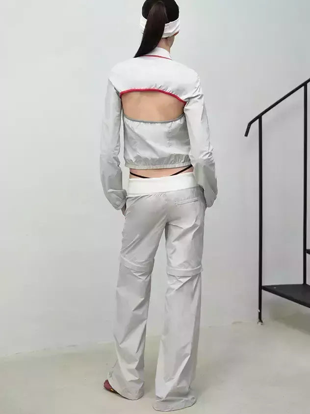 Detachable Color-Block Sporty Pants in Light Grey - Jeans & Pants