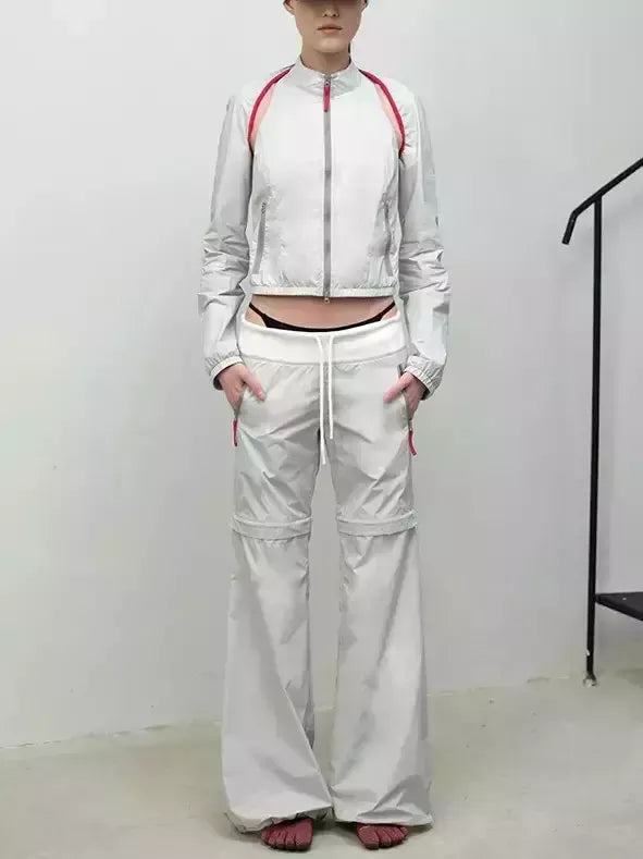 Detachable Color-Block Sporty Pants in Light Grey - Jeans & Pants